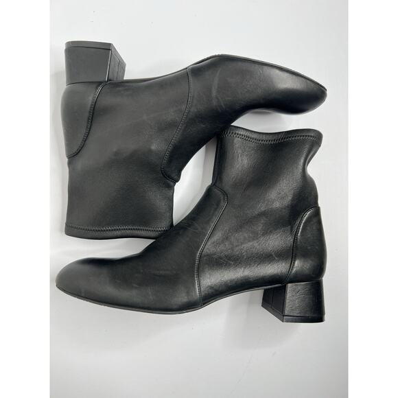 Stuart Weitzman Odetta Ankle Pull On Bootie Black Leather Size 10 - Picture 6 of 10